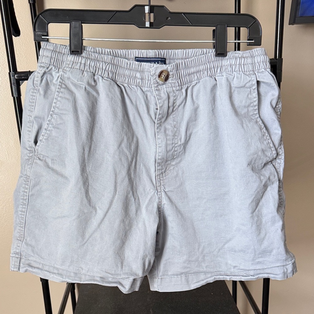 Men's Light Gray Elastic-Waist Casual Shorts